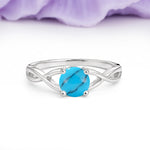 Classic Twisted 4-Prong Round Cut Turquoise Engagement Ring - Additional view