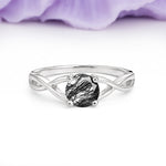 Classic Twisted 4-Prong Round Cut Black Rutilated Quartz Engagement Ring - Additional view