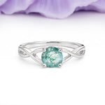 Classic Twisted 4-Prong Round Cut Moss Agate Engagement Ring - Additional view