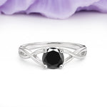 Classic Twisted 4-Prong Round Cut Black Onyx Engagement Ring - Additional view