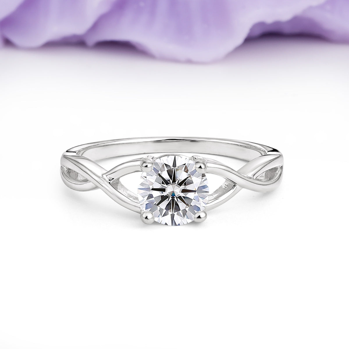 Classic Twisted 4-Prong Round Cut Lab Diamond Engagement Ring - Additional view