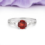Classic Twisted 4-Prong Round Cut Garnet Engagement Ring - Additional view