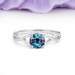 Classic Twisted 4-Prong Round Cut Alexandrite Engagement Ring - Additional view