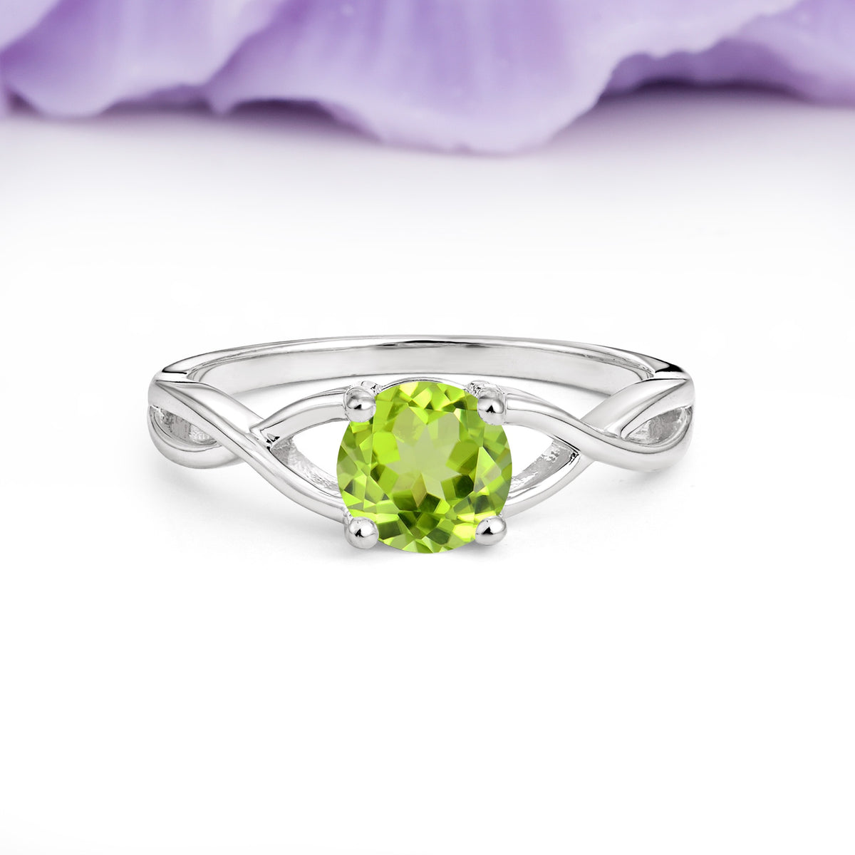 Classic Twisted 4-Prong Round Cut Peridot Engagement Ring - Additional view