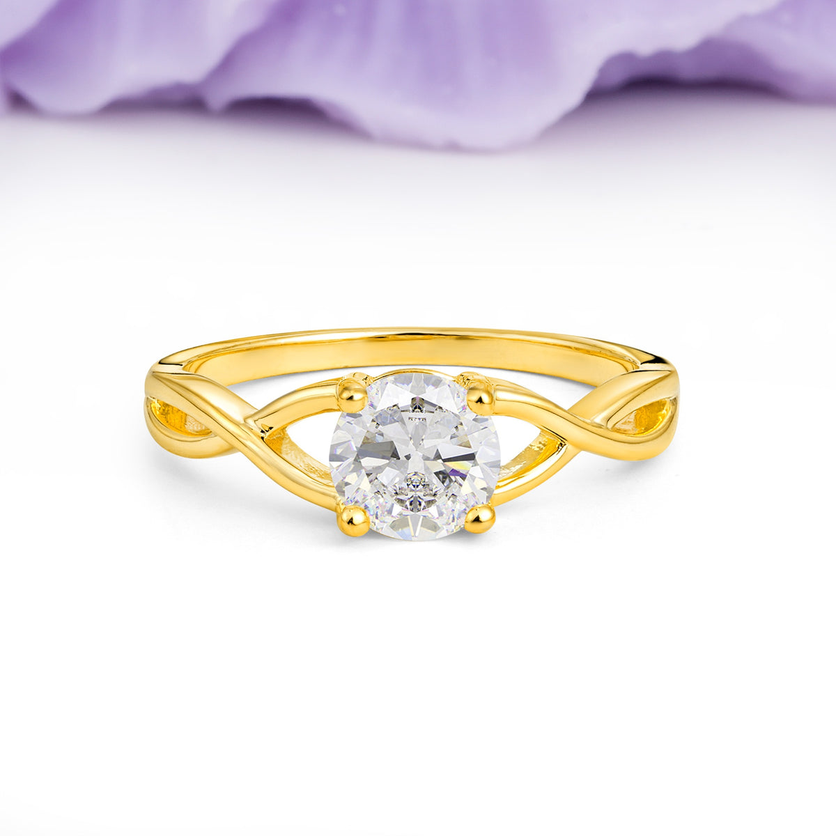 Classic Twisted 4-Prong Round Cut Moissanite Engagement Ring - Additional view