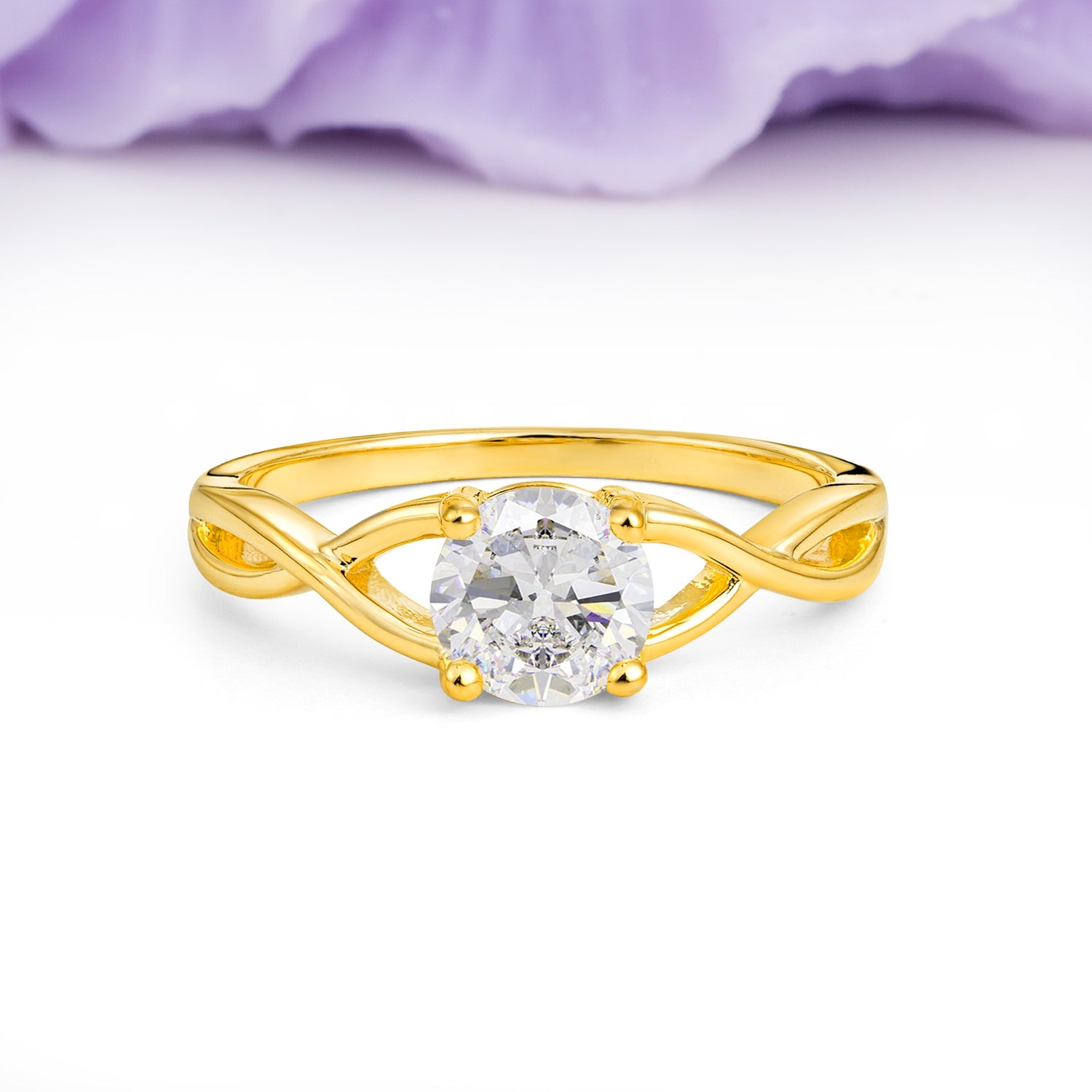 Classic Twisted 4-Prong Round Cut Moissanite Engagement Ring - Additional view
