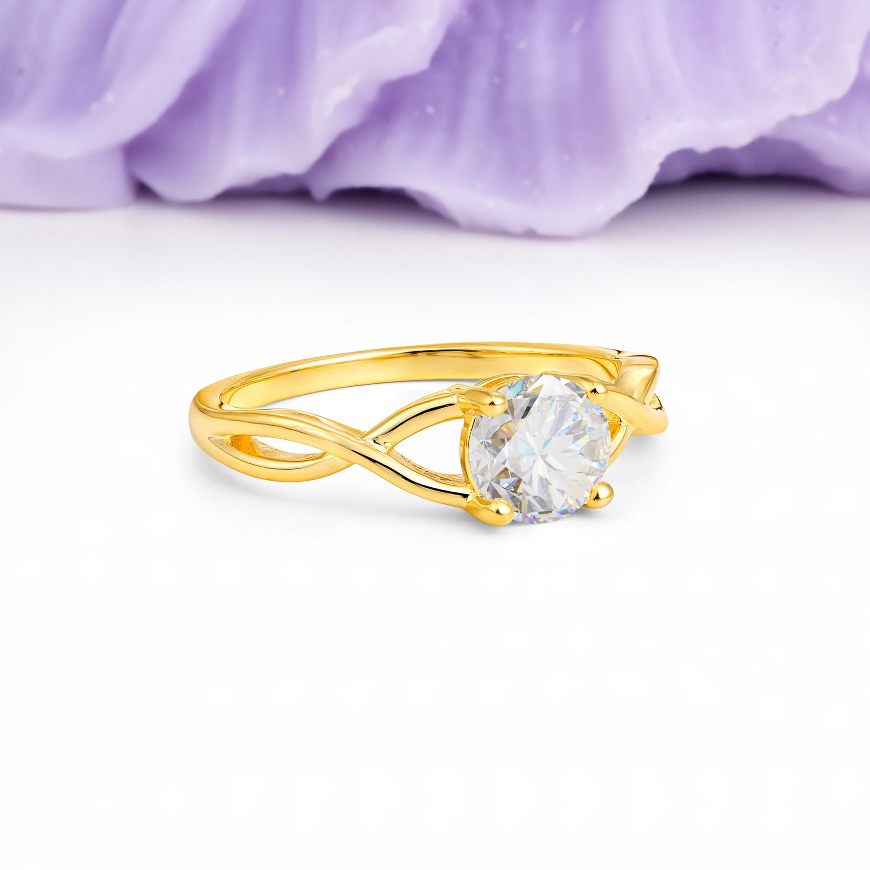 Classic Twisted 4-Prong Round Cut Moissanite Engagement Ring - Additional view