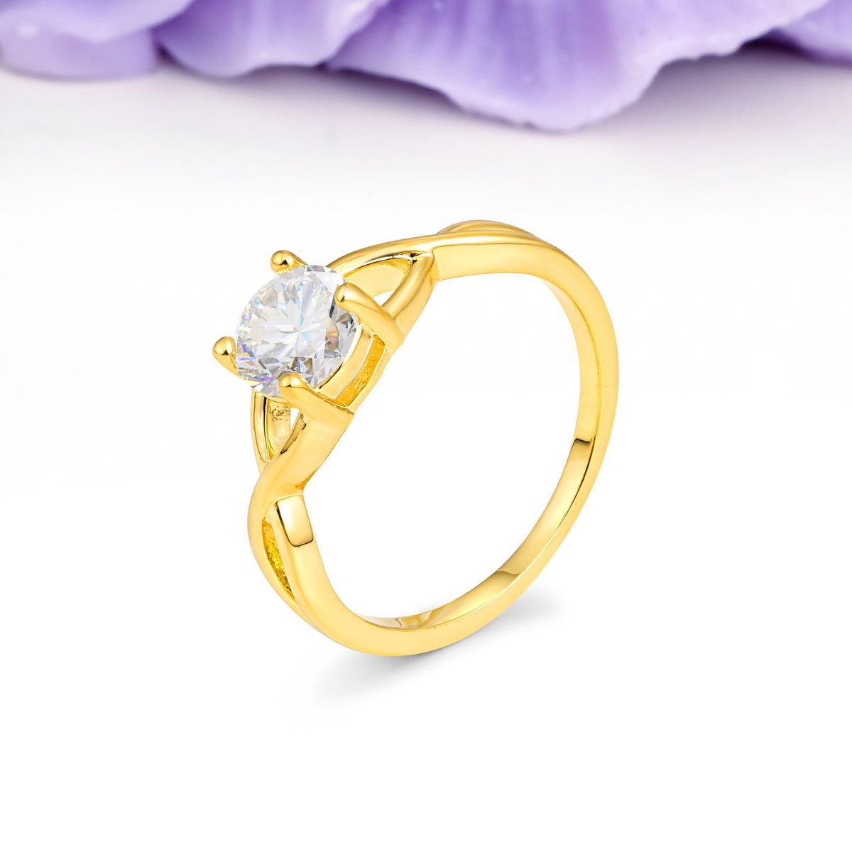 Classic Twisted 4-Prong Round Cut Moissanite Engagement Ring - Additional view