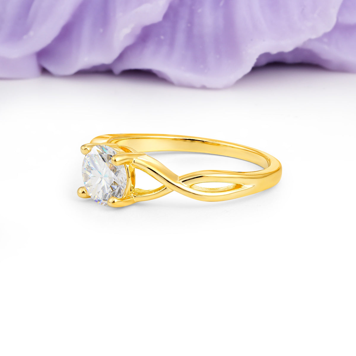 Classic Twisted 4-Prong Round Cut Moissanite Engagement Ring - Additional view