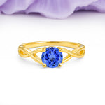 Classic Twisted 4-Prong Round Cut Sapphire Engagement Ring - Additional view