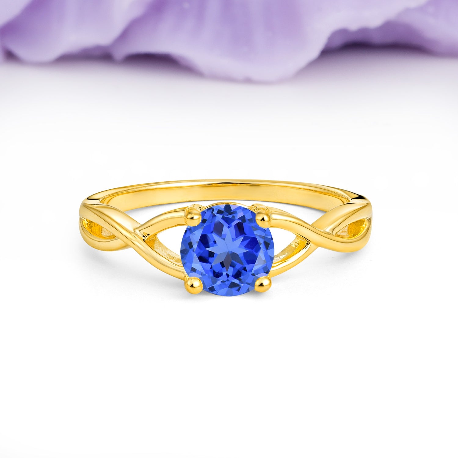 Classic Twisted 4-Prong Round Cut Sapphire Engagement Ring - Additional view
