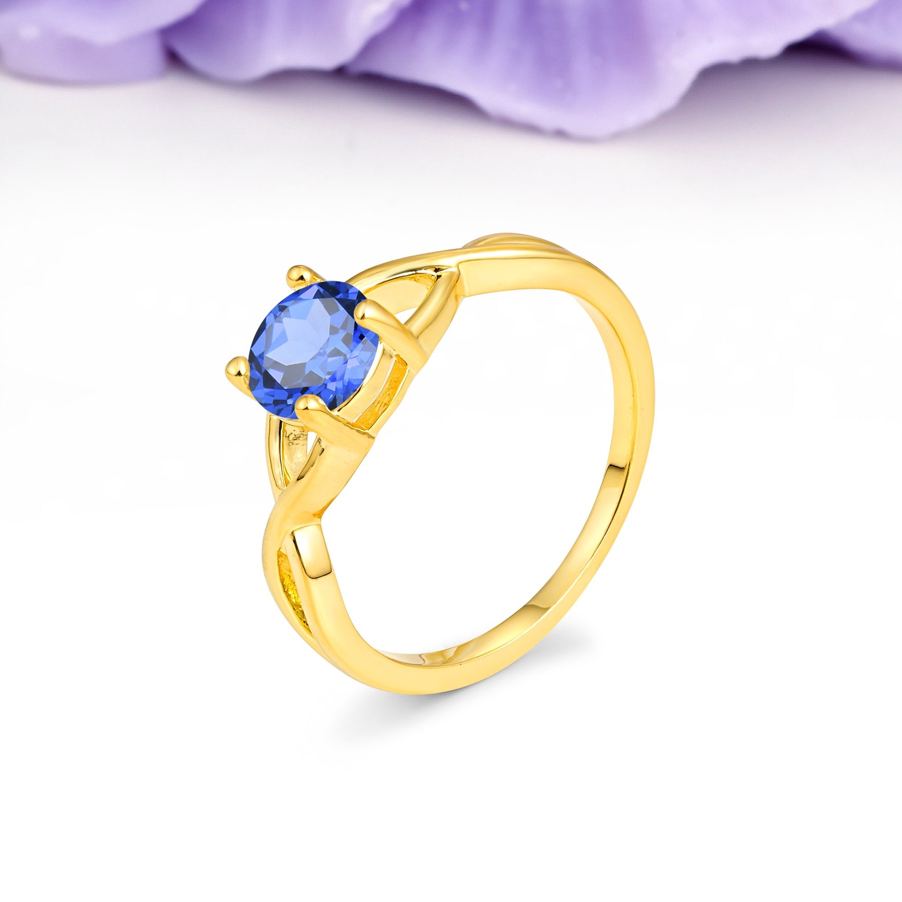 Classic Twisted 4-Prong Round Cut Sapphire Engagement Ring - Additional view