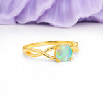 Classic Twisted 4-Prong Round Cut Fire Opal Engagement Ring - Additional view