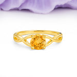 Classic Twisted 4-Prong Round Cut Citrine Engagement Ring - Additional view