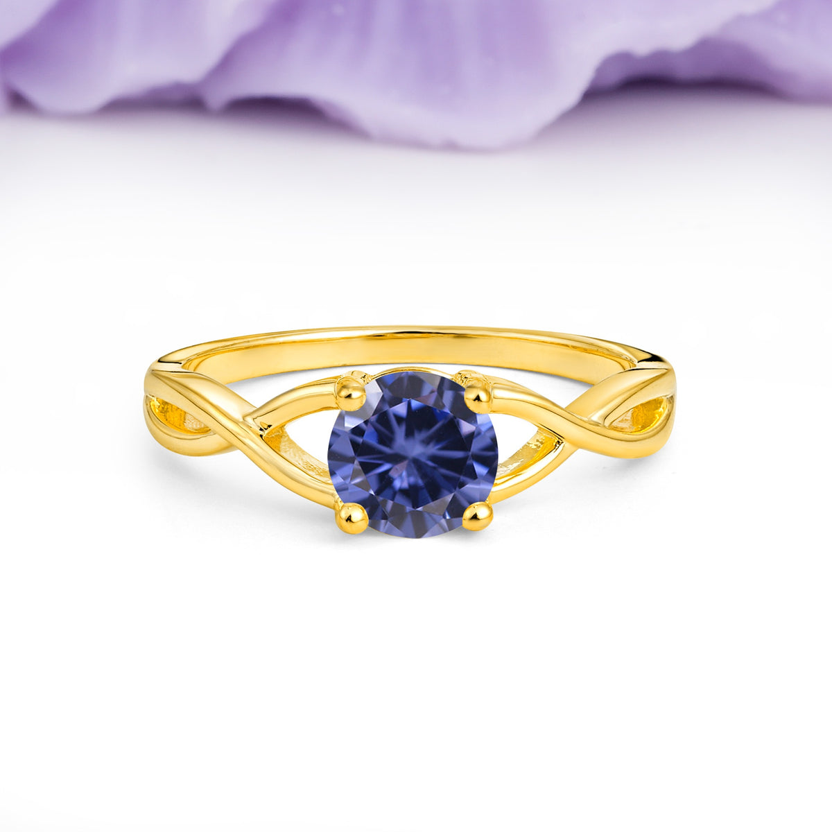 Classic Twisted 4-Prong Round Cut Tanzanite Engagement Ring - Additional view