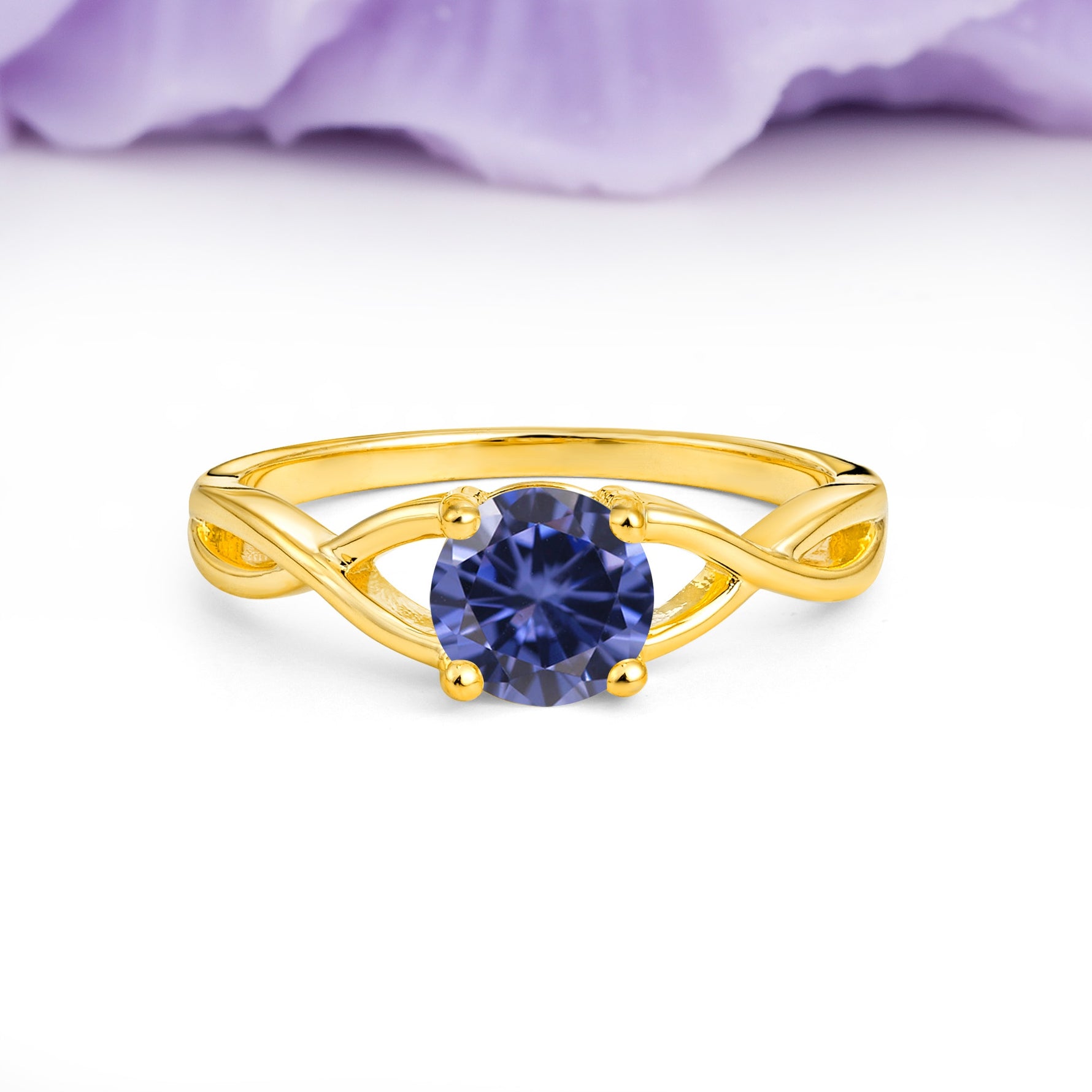 Classic Twisted 4-Prong Round Cut Tanzanite Engagement Ring - Additional view