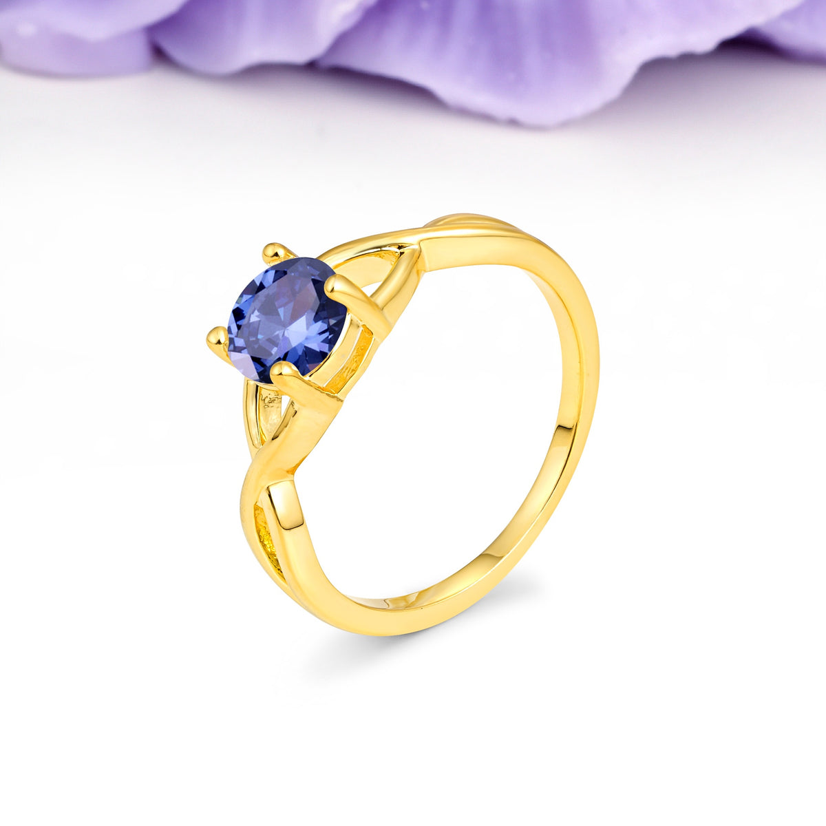 Classic Twisted 4-Prong Round Cut Tanzanite Engagement Ring - Additional view