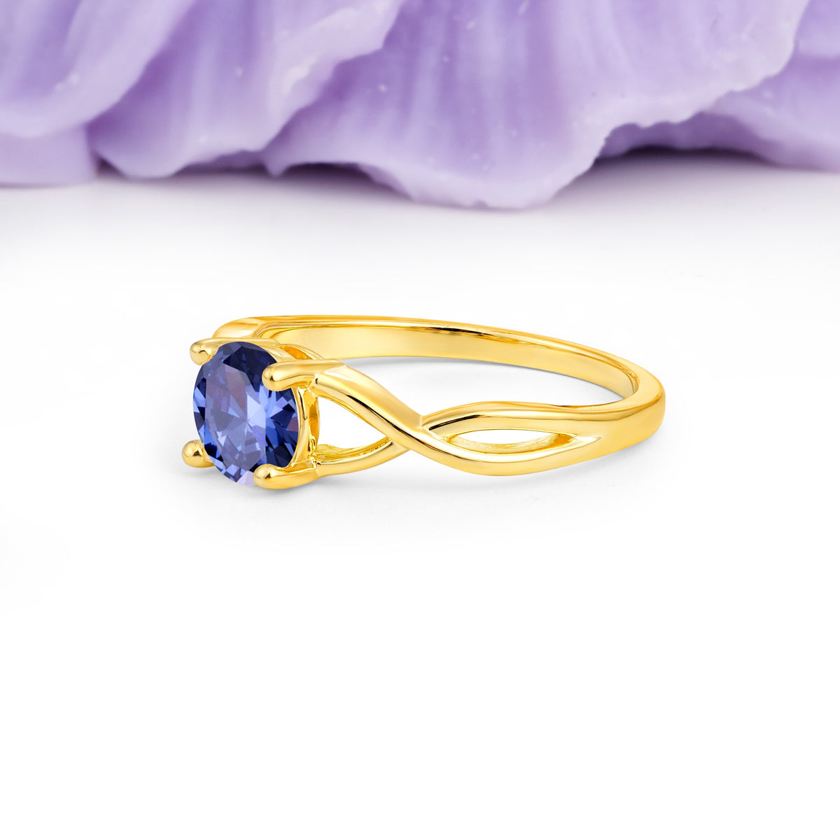 Classic Twisted 4-Prong Round Cut Tanzanite Engagement Ring - Additional view