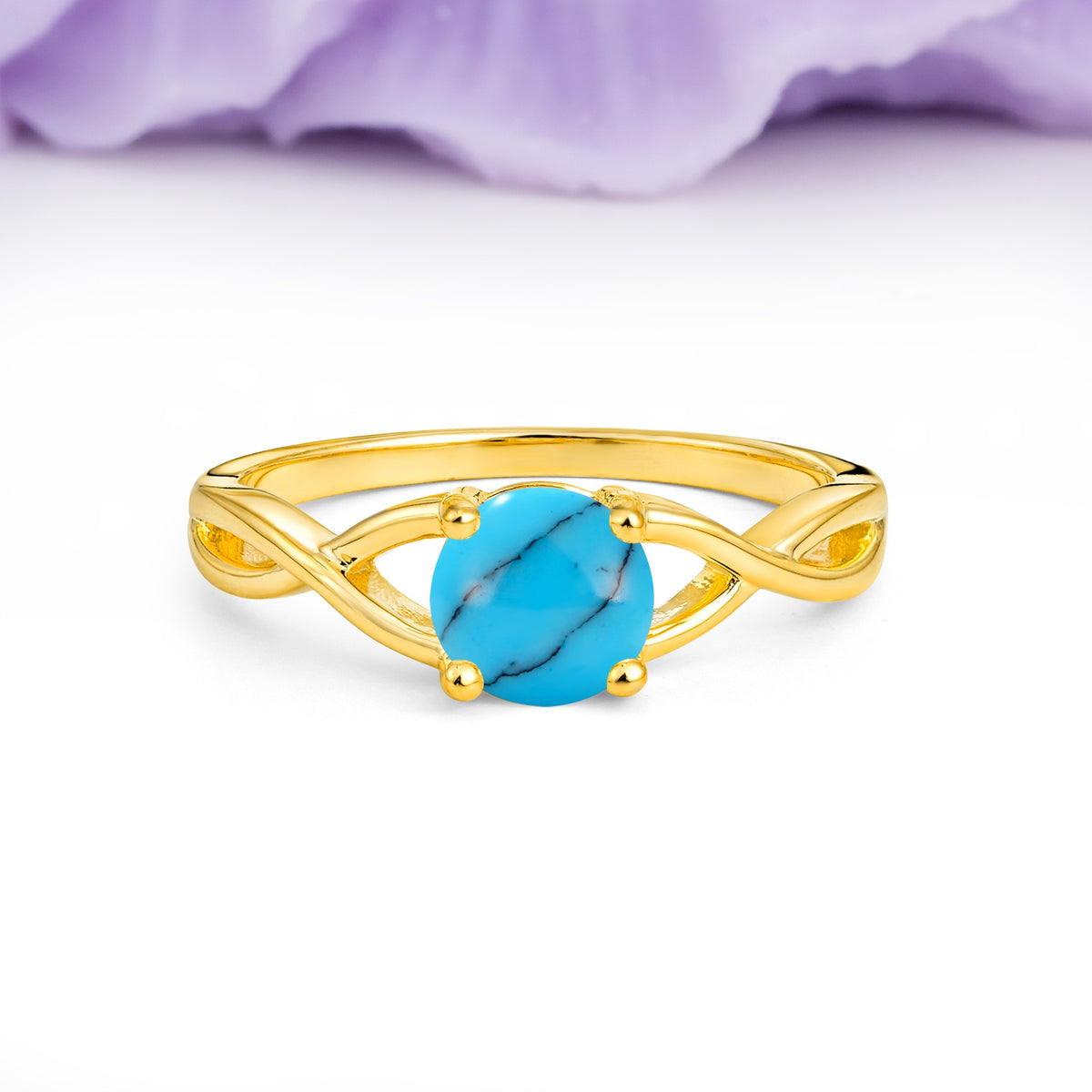 Classic Twisted 4-Prong Round Cut Turquoise Engagement Ring - Additional view