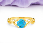Classic Twisted 4-Prong Round Cut Turquoise Engagement Ring - Additional view