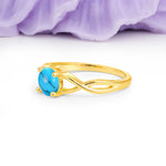 Classic Twisted 4-Prong Round Cut Turquoise Engagement Ring - Additional view