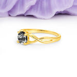 Classic Twisted 4-Prong Round Cut Black Rutilated Quartz Engagement Ring - Additional view