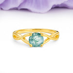 Classic Twisted 4-Prong Round Cut Moss Agate Engagement Ring - Additional view