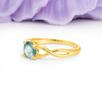 Classic Twisted 4-Prong Round Cut Moss Agate Engagement Ring - Additional view