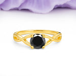 Classic Twisted 4-Prong Round Cut Black Onyx Engagement Ring - Additional view