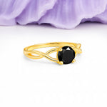 Classic Twisted 4-Prong Round Cut Black Onyx Engagement Ring - Additional view
