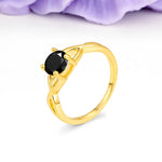 Classic Twisted 4-Prong Round Cut Black Onyx Engagement Ring - Additional view