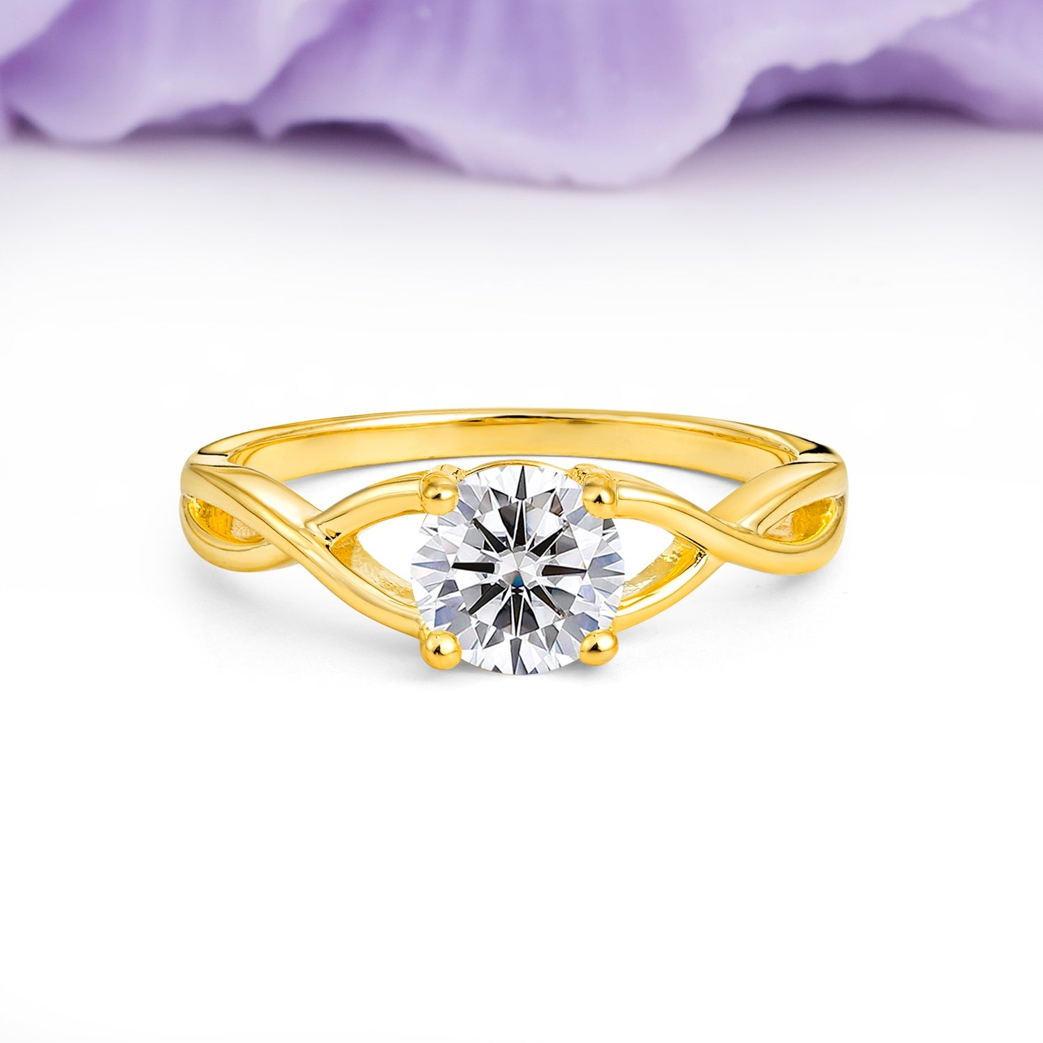 Classic Twisted 4-Prong Round Cut Lab Diamond Engagement Ring - Additional view