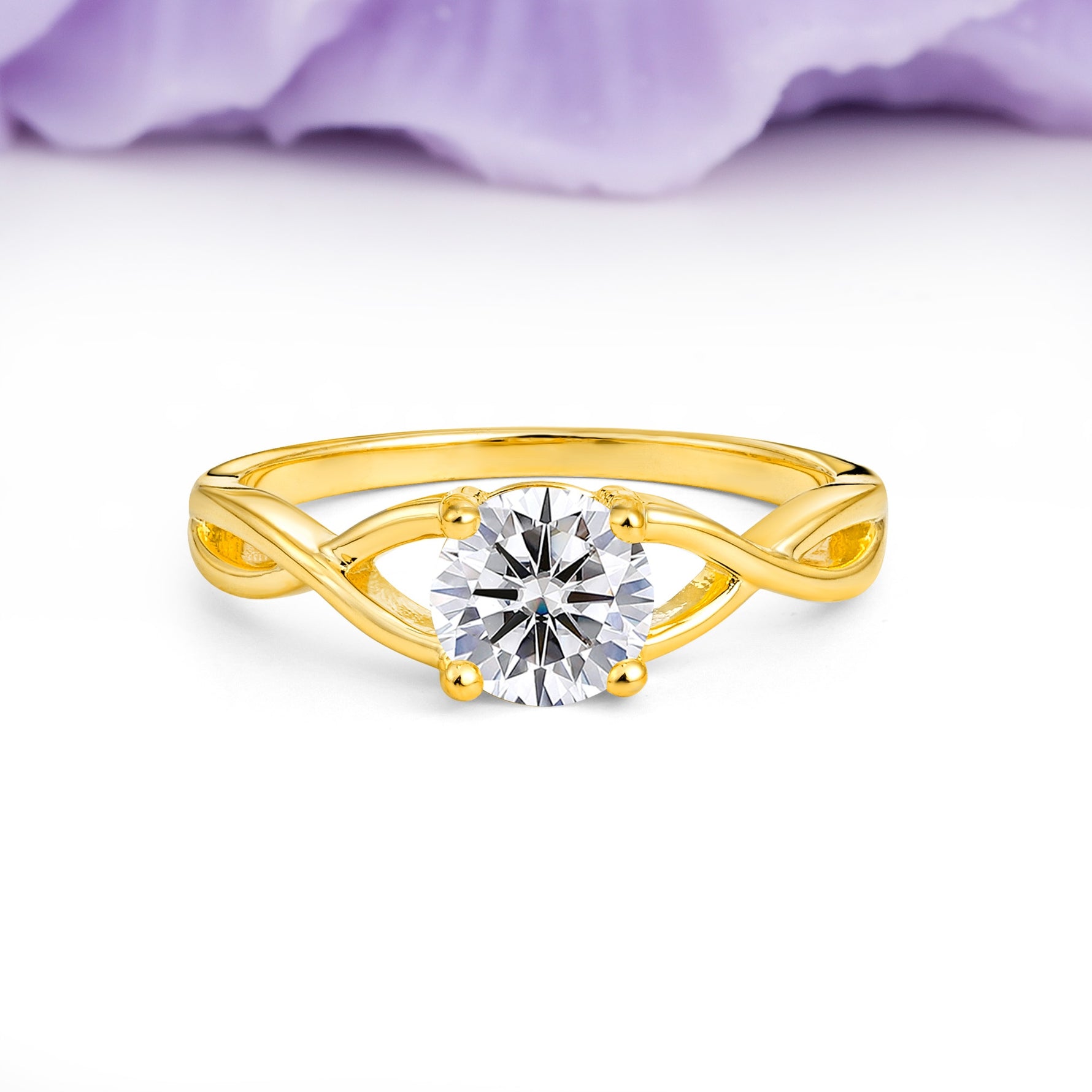 Classic Twisted 4-Prong Round Cut Lab Diamond Engagement Ring - Additional view