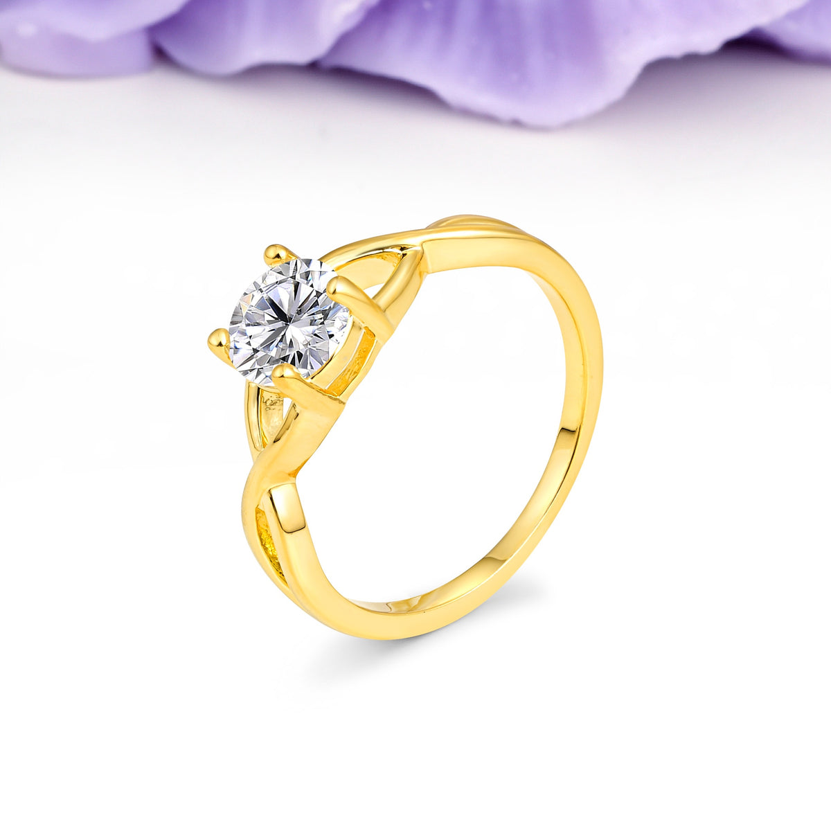 Classic Twisted 4-Prong Round Cut Lab Diamond Engagement Ring - Additional view