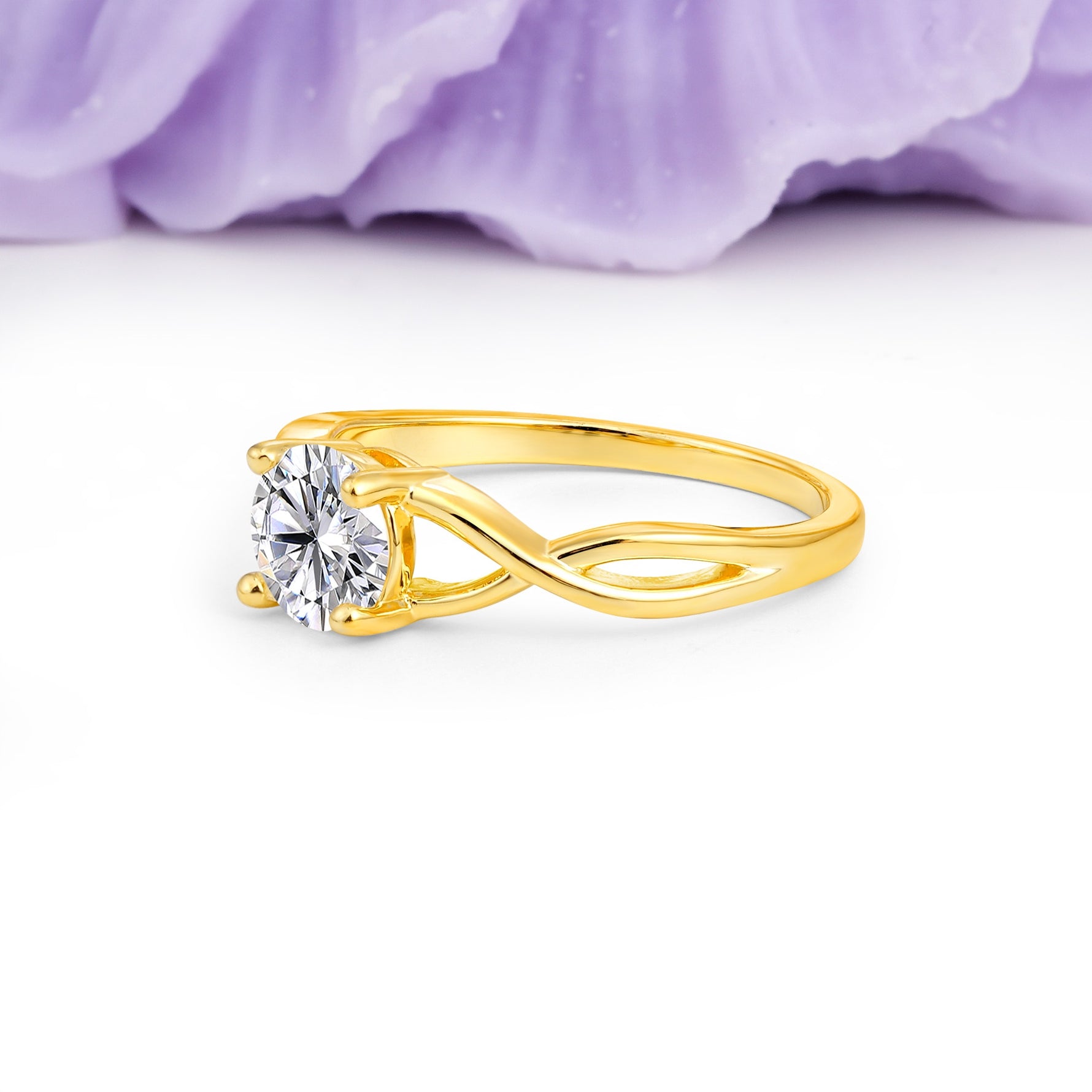 Classic Twisted 4-Prong Round Cut Lab Diamond Engagement Ring - Additional view