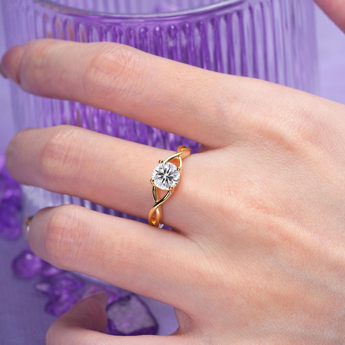 Classic Twisted 4-Prong Round Cut Lab Diamond Engagement Ring