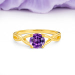 Classic Twisted 4-Prong Round Cut Amethyst Engagement Ring - Additional view