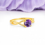 Classic Twisted 4-Prong Round Cut Amethyst Engagement Ring - Additional view