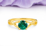 Classic Twisted 4-Prong Round Cut Emerald Engagement Ring - Additional view