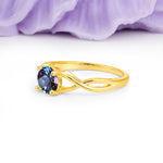 Classic Twisted 4-Prong Round Cut Alexandrite Engagement Ring - Additional view