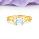 Classic Twisted 4-Prong Round Cut Moonstone Engagement Ring - Additional view