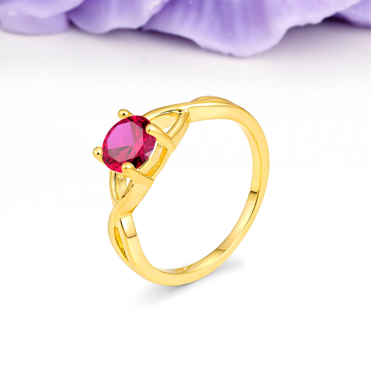 Classic Twisted 4-Prong Round Cut Ruby Engagement Ring - Additional view