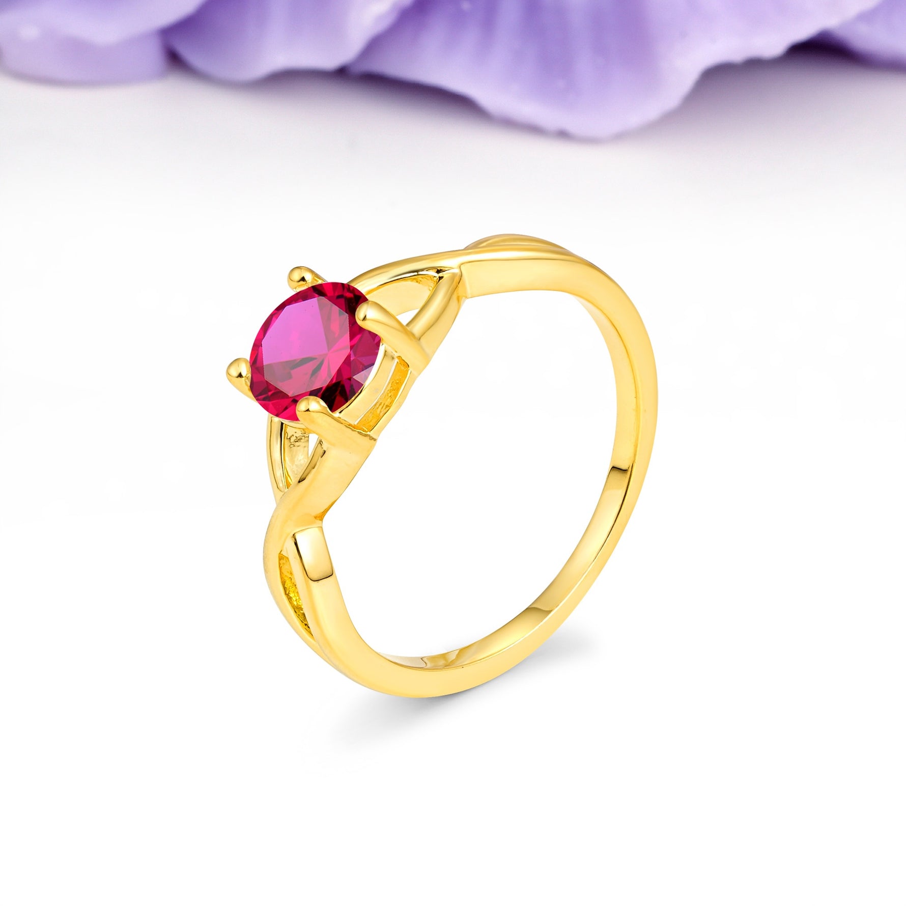 Classic Twisted 4-Prong Round Cut Ruby Engagement Ring - Additional view