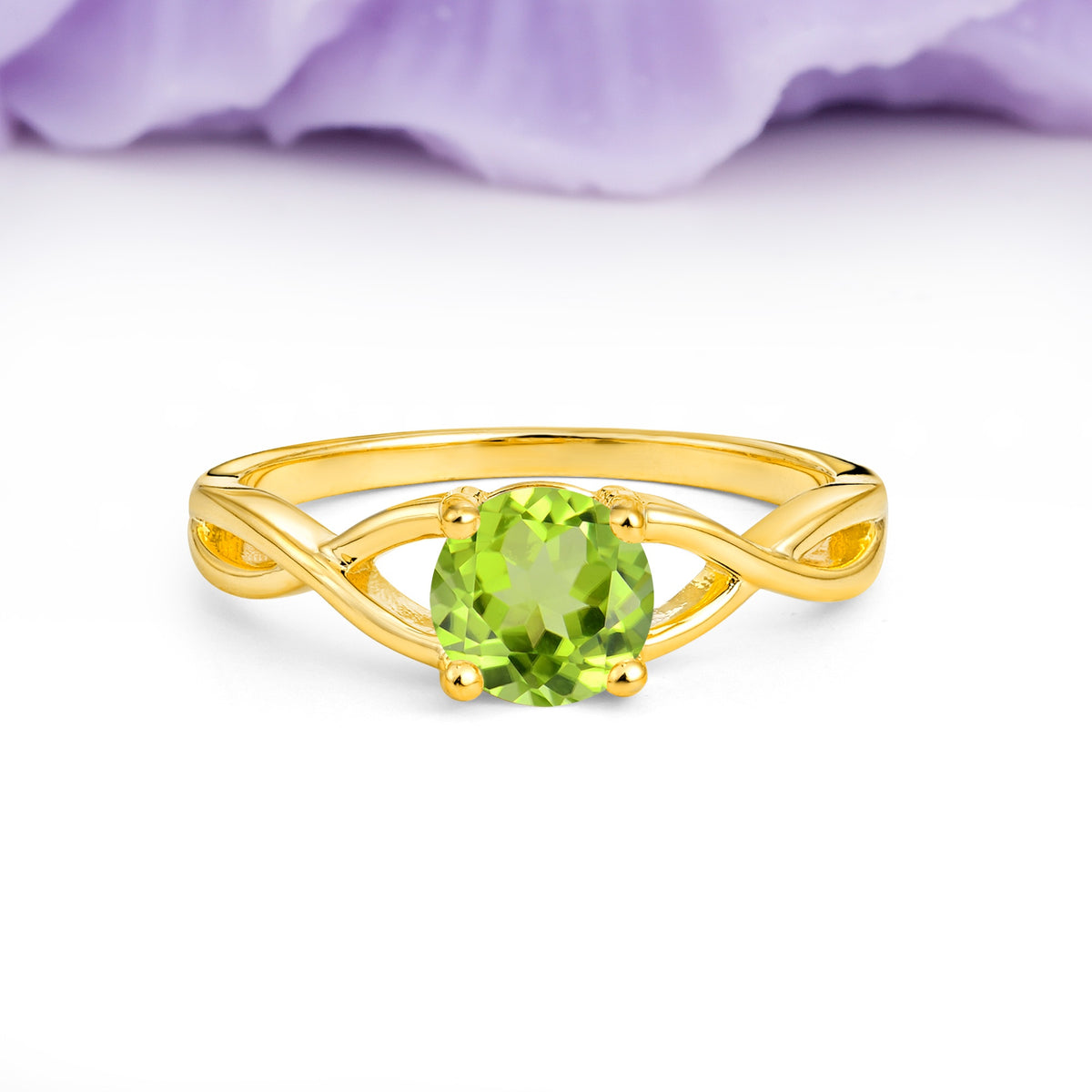 Classic Twisted 4-Prong Round Cut Peridot Engagement Ring - Additional view