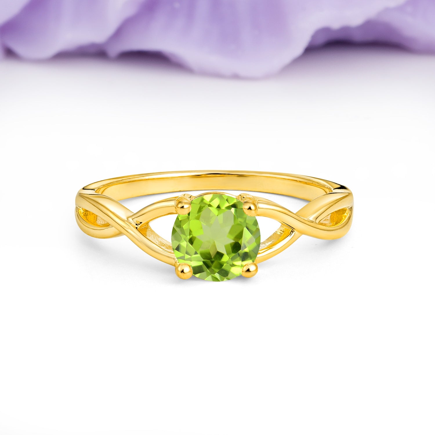 Classic Twisted 4-Prong Round Cut Peridot Engagement Ring - Additional view