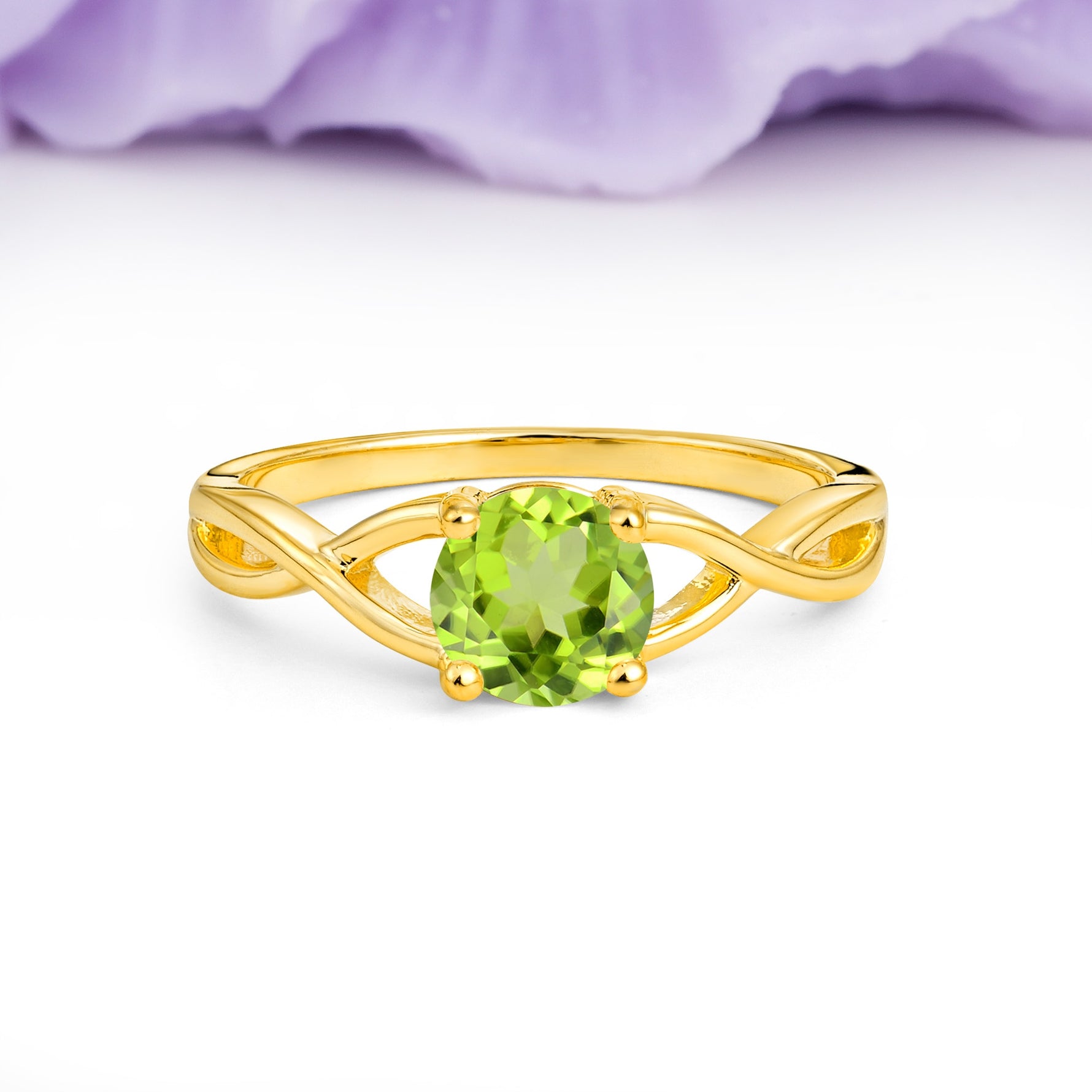 Classic Twisted 4-Prong Round Cut Peridot Engagement Ring - Additional view