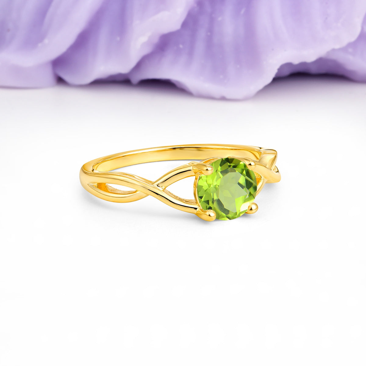 Classic Twisted 4-Prong Round Cut Peridot Engagement Ring - Additional view