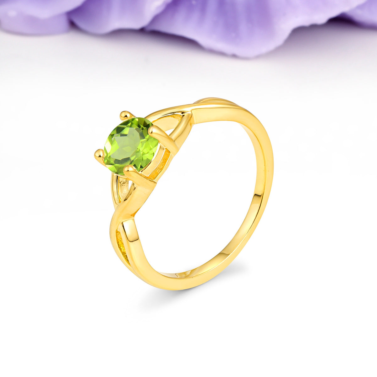 Classic Twisted 4-Prong Round Cut Peridot Engagement Ring - Additional view