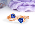 Unique Intertwined 3 Prong Double Heart Cut Sapphire Engagement Ring - Additional view