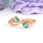 Unique Intertwined 3 Prong Double Heart Cut Moss Agate Engagement Ring - Additional view